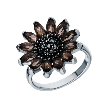 

Silver ring with marcasites and quartz smoky sunlight sample 925