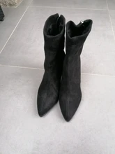 Stretch Boots High-Heels Pointed-Toe Womens Autumn Fashion Flock JIANBUDAN Ankle New