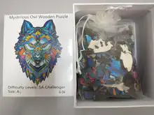 Rompecabezas de madera para niños y adultos, juegos de animales de juguete, dificultad, zorro, gato, León, Lobo, cada pieza es de dibujos animados
