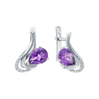

Silver earrings with amethyst and cubic zirconia sunlight sample 925