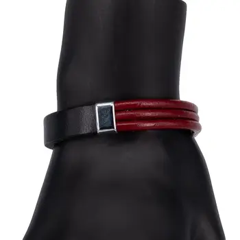 

Leather bracelet (genuine leather, magnetic lock, red) 53638