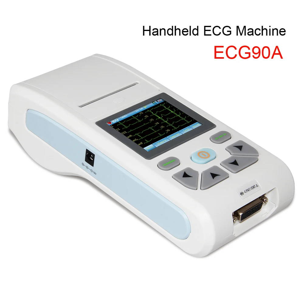 ECG90A Handheld ECG Machine Signal Channel 12 Leads Portable Electrocardiograph EKG Monitor PC Software Printer |