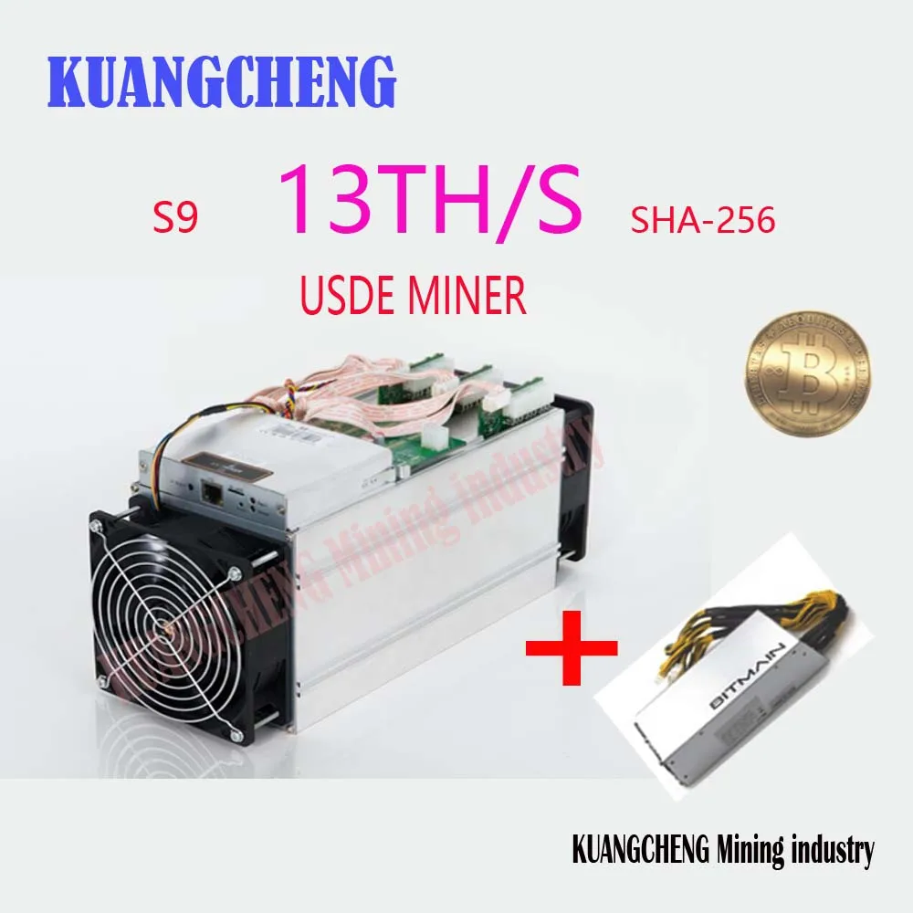 Minatore Usato Bitmain Antminer S9 13T Con Psu Bitcoin Miner Asic S9 14T 13.5T Miner Work Bcc Btc Pcc Sha256 16Nm Btc Miner