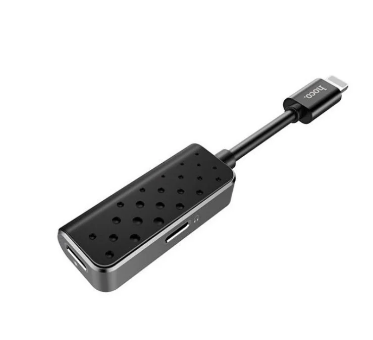 Адаптер Hoco LS12 Dual lightning digital audio converter(Черный