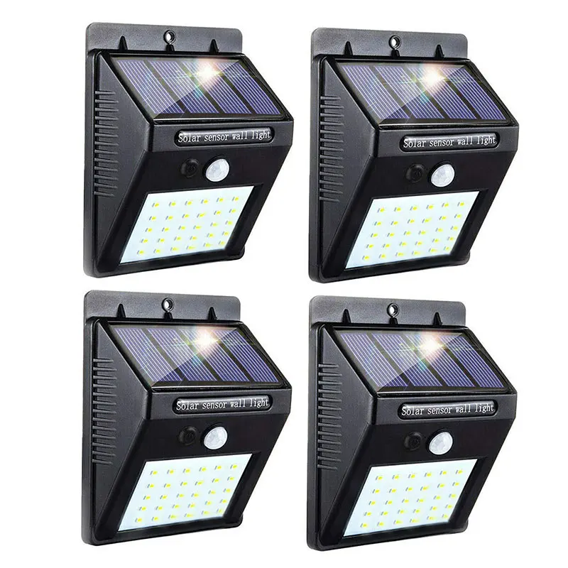 

4PCS Outdoor 30LED Solar Light 3 Modes PIR Motion Sensor Solar Wall Lamp IP65 Waterproof Garden Lawn Yard LED Solar Lights