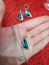 Juegos de joyas para mujer, bodas, Plata de Ley 925, collar de circonia cúbica verde, juegos de pendientes