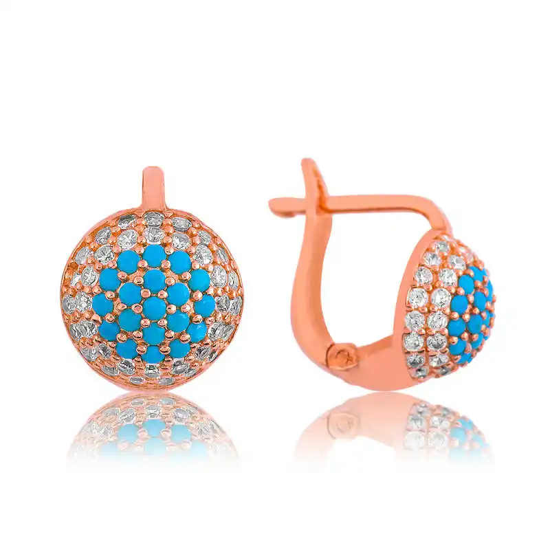 

Merve Silver Silver Blue Round Earrings