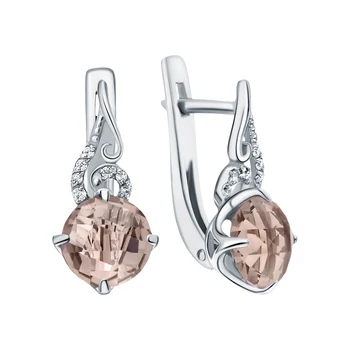 

Silver earrings with раухтопазами and cubic zirconia sunlight sample 925