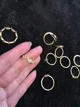 Tocona 9 unids/set lujo oro anillos para las mujeres cristal duro transparente piedra serpiente hueco redondo geométrico joyería бижутерия 7054