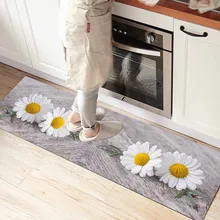 Else серый пол на ромашки цветы 3d принт Нескользящая микрофибра Передняя Кухня Счетчик современный декоративный моющийся коврик
