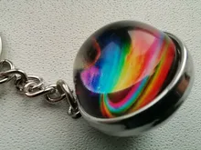 Llavero luminoso con bola de cristal de doble cara, sistema Solar que brilla en la oscuridad, para llaveros de galaxia, nebulosa, Luna, tierra, sol