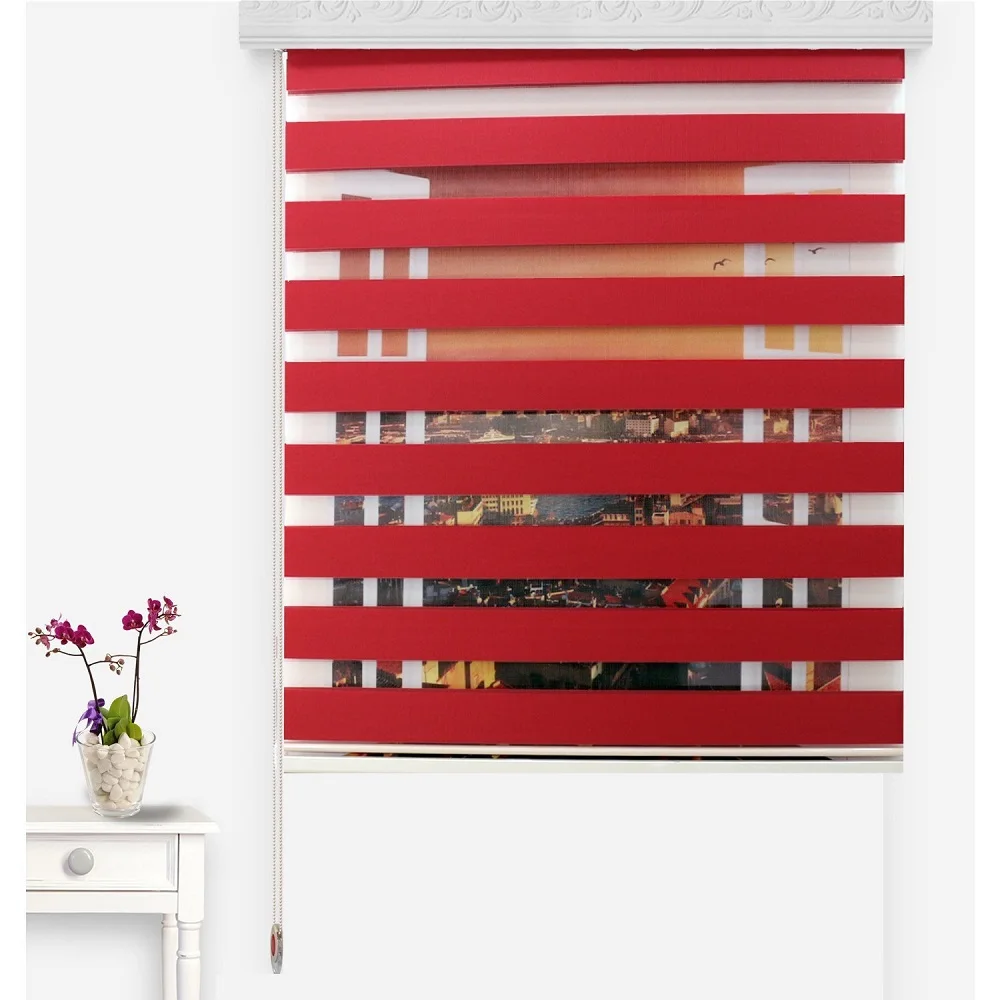 RED Zebra Roman Roller Blinds Curtain Double Layer for Office Home Living Room Window Kitchen Bedroom customized size | Дом и сад