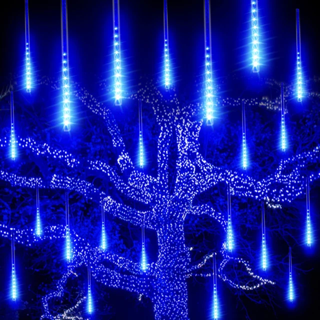 Outdoor LED Meteor Shower Rain String Lights Waterproof Christma light decoration For Garden Street Patio Xmas Tree Blue