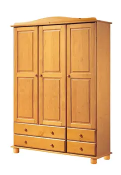 

WARDROBE 3 DOORS AND 4 DRAWER HONEY IN SOLID PINE