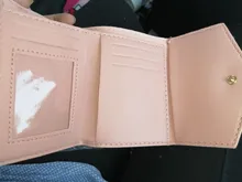 Cartera pequeña de cuero con cierre a presión para mujer, cartera pequeña con tres pliegues, tarjetero