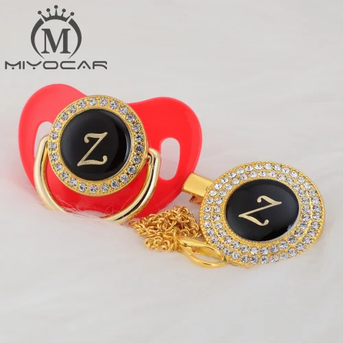 MIYOCAR Начальная Буква Z имя Элегантный Серебряный bling соска и пустышка Клип BPA бесплатно пустышка bling уникальный дизайн SGS пройти LZ - Цвет: LZ-5   6-18M