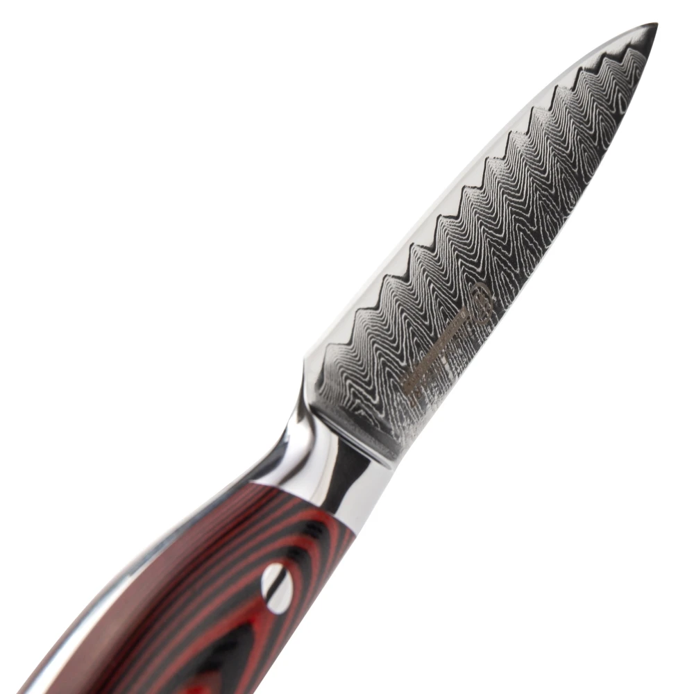 Дамасский кухонный нож 5 дюймов Универсальный нож vg10 японский нож шеф-повара полный тан красный G10 Ручка японский дамасский нож домашние инструменты