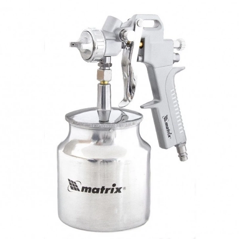 Набор пневмоинструмента MATRIX 57302 (5 предметов: Пистолет для вязких жидкостей, Краскопульт, Пистолет продувочный, Пистолет для накачки шин, Шланг 5 метров)