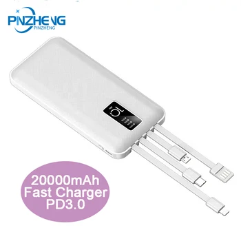 

PINZHENG 20000 mAh Portable Power Bank Fast Charger Powerbank External Battery For iPhone Samsung Xiaomi Poverbank Charger