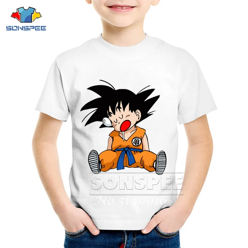 SONSPEE Dragon Ball, аниме Гоку, детские футболки с 3D принтом, детская белая футболка с короткими рукавами с героями мультфильмов, летние повседневные футболки для малышей, t140 - Цвет: 7
