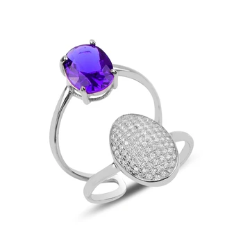 

Silver 925 Sterling Zircon Dual Ring