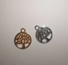 Colgantes de árbol de la vida hueco pequeño, collar Vintage de plata antigua, árboles de Color, fabricación de joyería, accesorios de 13x13mm, 50 Uds.