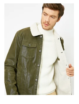 

Fashion Wool Leather Coat Winter Coat For Men 2020 New Male PU Leather Jacket New Casual Tren Wool Motorcyle Coat Bomber Leather