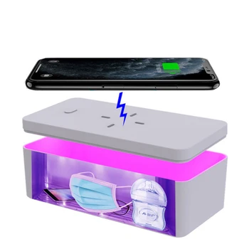 

Portable UV mask Sterilization Box Multifunction Disinfection Clothes Salon Nail UV Disinfection Box with 15w wireless charger