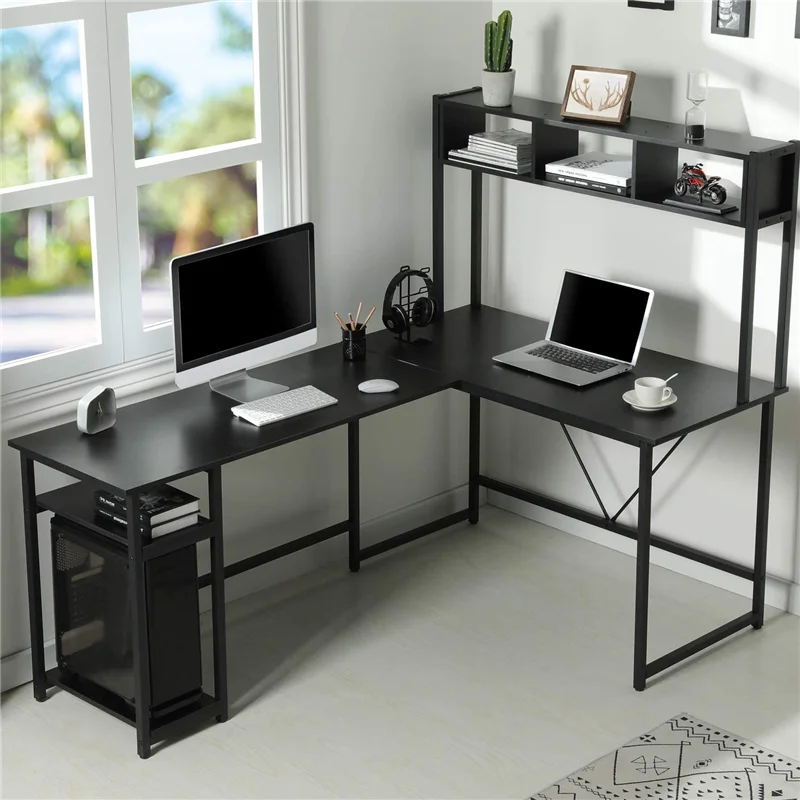 Tribesigns Reversible L Shaped Computer Desk With Storage Shelf And