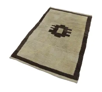 

106x168 Cm Beige Handmade Vintage Tulu Rug-3x5 Ft