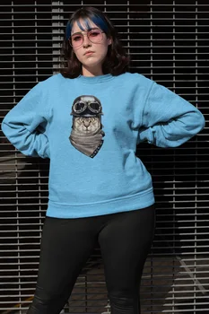 

Angemiel Wear Kasklı Biker Cat Blue Women Sweatshirts
