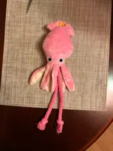 Calamar bonito y pequeño sonido de juguete de perro BB, mascota de peluche, cuerda de perrito, mordedores de juguete con sonido rosa para gato