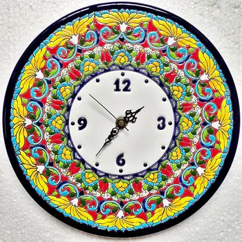 

Spanish ceramic watch 29 cm/11,4 inch diameter-handmade enamelled-Art-wall Clock-home and decoration-