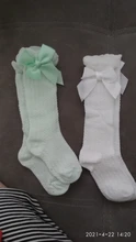 Calcetines suaves con lazo para niñas pequeñas, calentadores de piernas de princesa, hasta la rodilla, regalo de fiesta, 0-3 años
