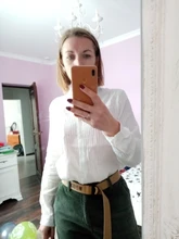 Blouses Shirts Spring Casual Tops Long-Sleeve Foxmertor Women 100%Cotton Pocket Blusas