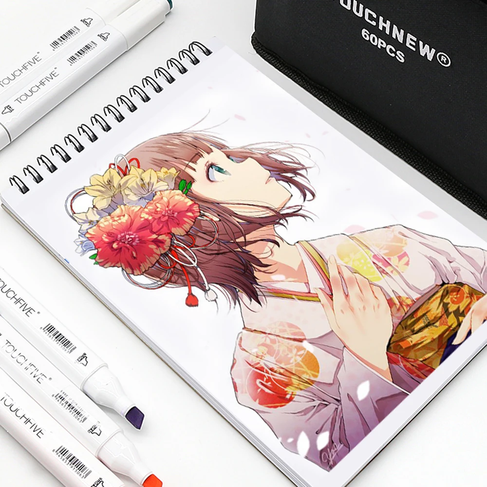 Skup TOUCHFIVE Art pisaki 30 40 60 80 168 kolorowe długopisy marker do malowania na bazie alkoholu szkic do rysowania Manga Design markery Art Supplies