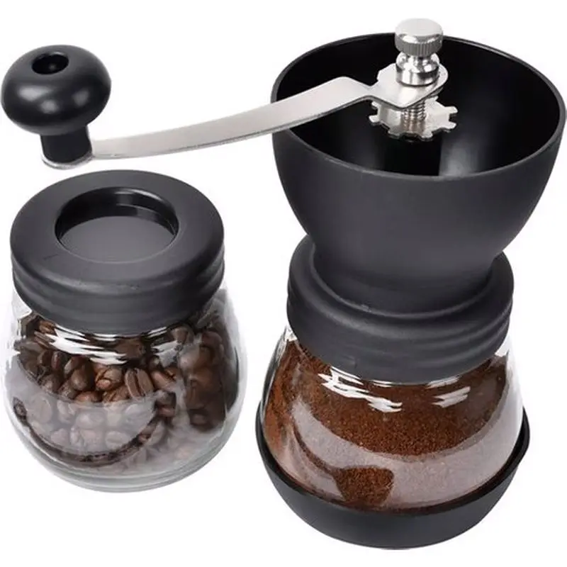 Manual Ceramic Burr Coffee Bean Grinder with Fortified Glass Storage Jar Durable Cafe Bean Mill Coffee Maker Kitchen Tools