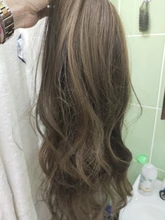 JONRENAU-Peluca de cabello sintético para mujer, cabellera artificial Lisa Natural con flequillo, color marrón degradado, Rubio medio, fibra resistente al calor