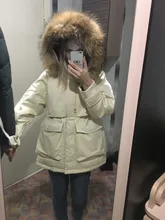 Winter Jacket Coat Parkas Fitaylor Zipper-Down Natural Women Outerwear Snow Warm Thick