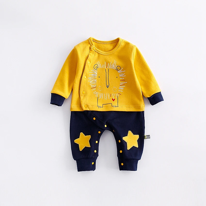 

Spring and Autumn New Cotton Casual Crawling Boots Newborn Baby's Cute Animal Print Long Sleeve Jumpsuit