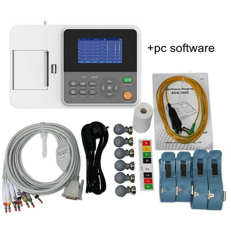 CONTEC E3 ECG Machine 4.3&lsquo;&rsquo; Colorful HD Display Screen 3 Channel 12 Leads Machine Accurate Measurement Auto-analysis Function