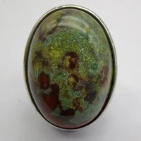 Dragon Blood Stone Oval Bead GEM Finger Ring Jewelry Size 8-9  X102 2