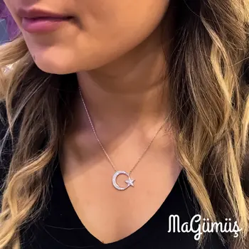 

New Stylish Moon Star Big size Silver Necklace