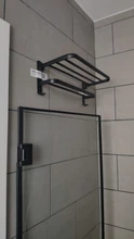 Towel-Holder Storage-Shelf Room-Accessories Shower Bathroom Black Wall-Mounted Punch-Free