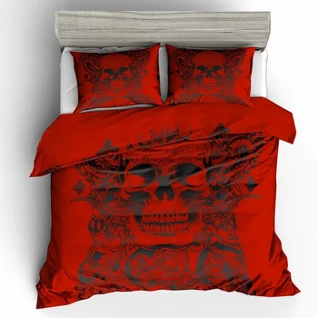 

king skulls duvet cover 3D red sugar skull Bedding Set with pillowcase AU Queen