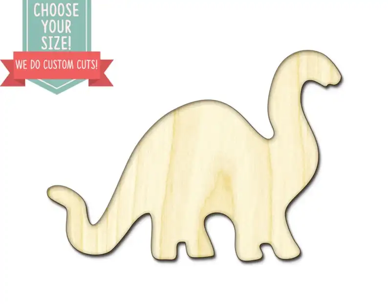 Динозавр вырезанный по дереву-на заказ Выберите свой размер-лазерная резка Деревянные Художественные товары для рукоделия Настенный декор свадебный детский DCS0162