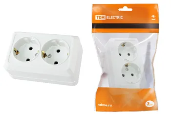 

Socket double 2 p + 3 open installation IP20 16A 250 V (ceramics) White "Ladoga" TDM