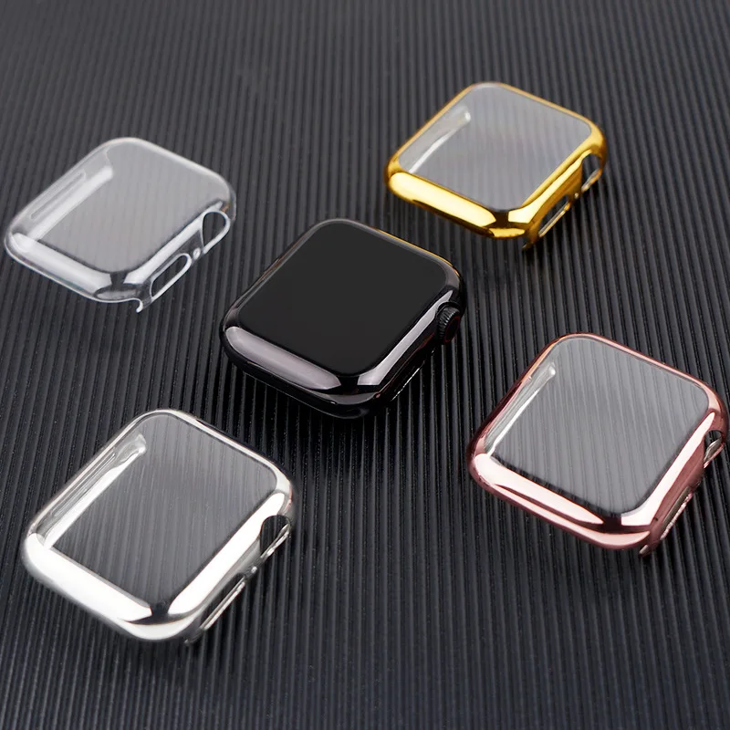 Cover for Apple Watch Case 44mm-40mm 42mm-38mm Accessories soft All-around TPU bumper Screen Protect