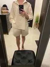 Msfancy-Conjunto de dos piezas de verano para Mujer, conjunto de pantalones cortos de 2021 algodón, camisa holgada Vintage Bohemia, pantalones cortos de cintura alta