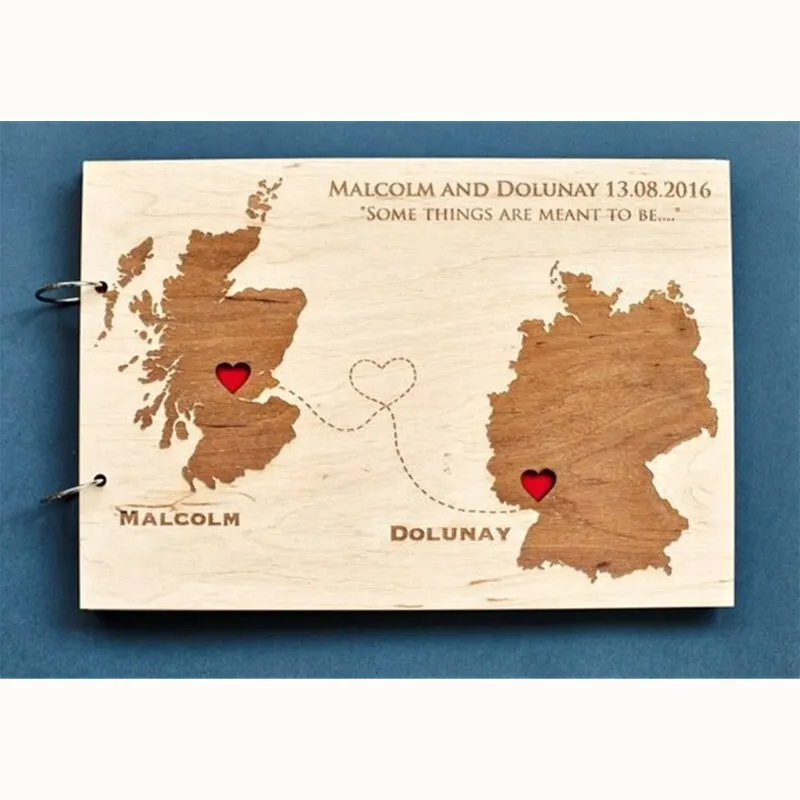 Guestbook Wedding Wooden Landscape Book,Guest Sign In Wedding Guest Book,A4 Alternatives World Map Lettering Book Album